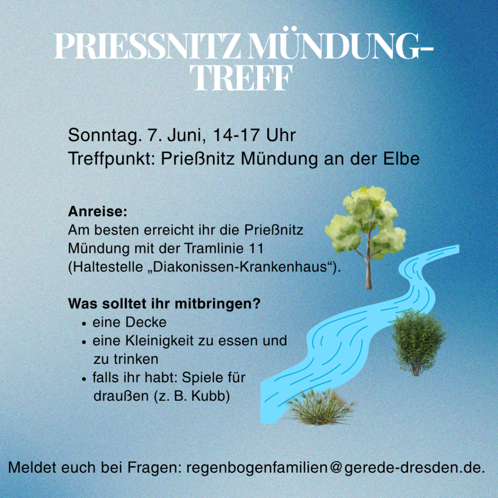 Treffpunkt: Prießnitz Mündung an der Elbe
Treffpunkt: Prießnitz Mündung an der Elbe